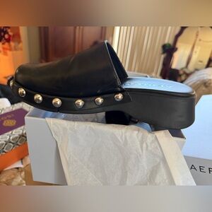 AEROSOLES Black Studded Mules